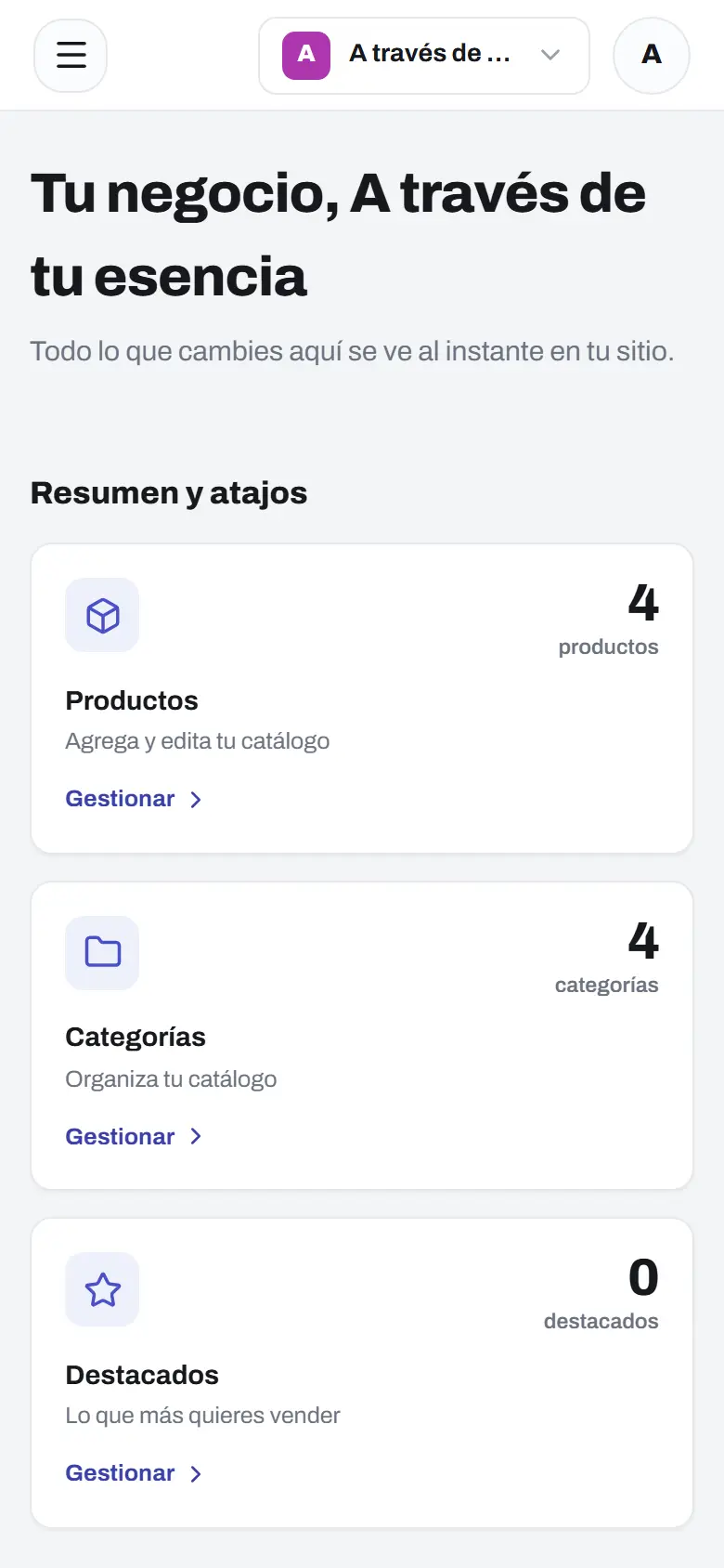 Pantalla de inicio del panel de Disecko con el progreso para dejar el sitio listo