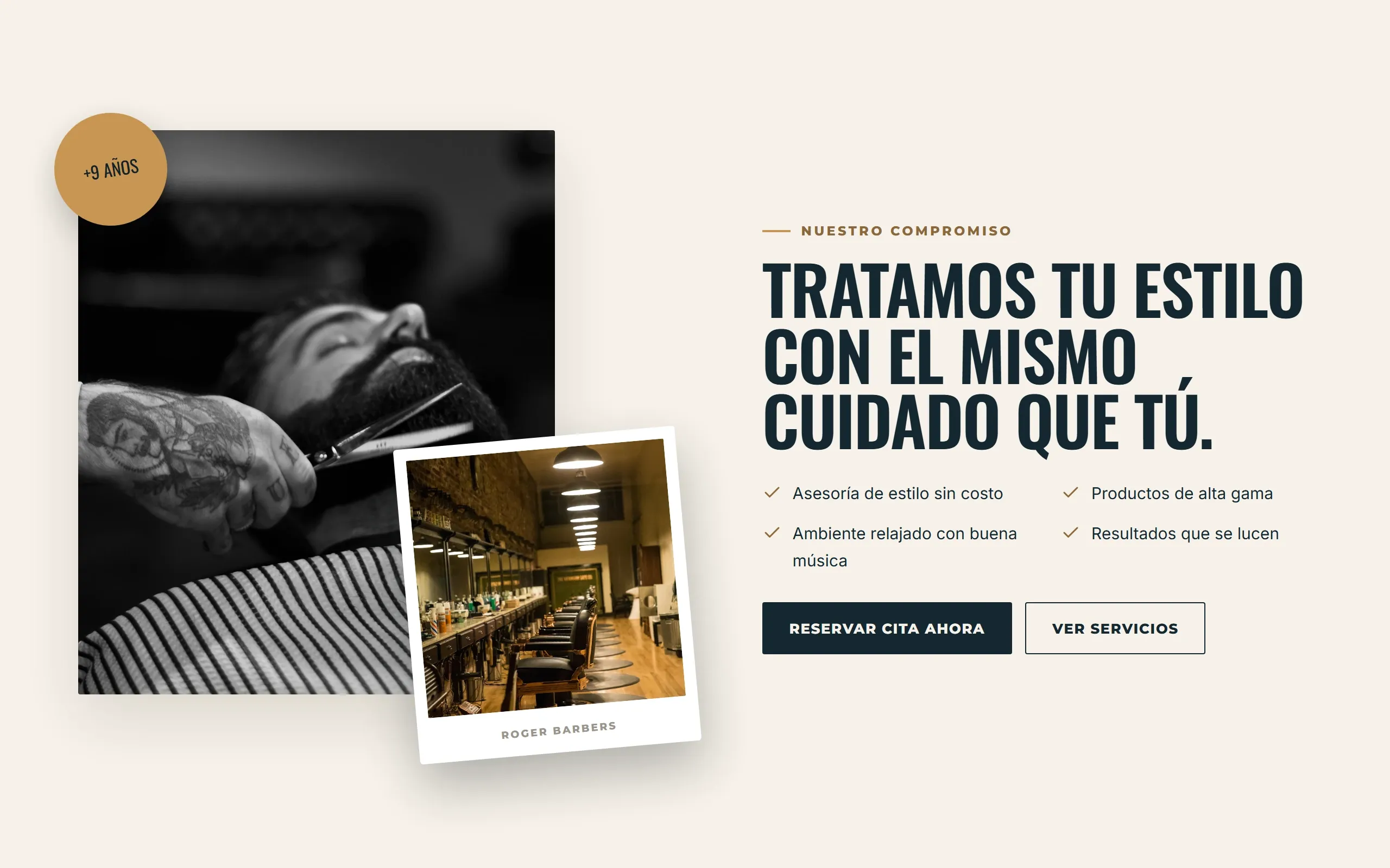 Sección de compromiso y confianza de un sitio de servicios hecho con Disecko