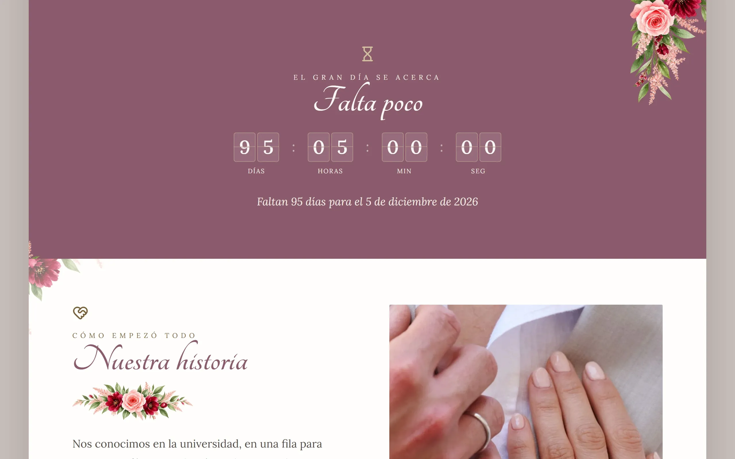 Cuenta regresiva de una invitación digital de Disecko con los días que faltan
