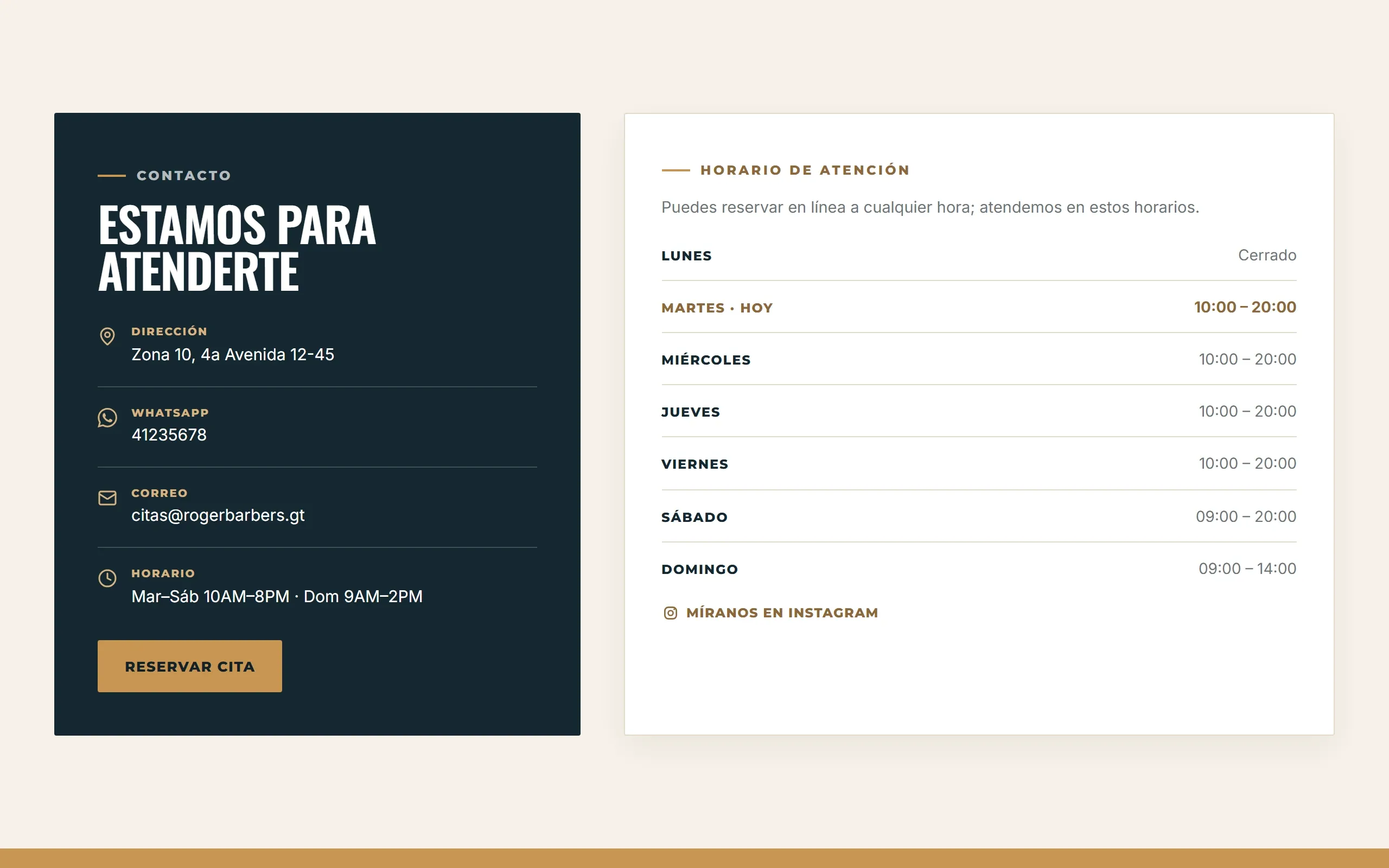 Formulario de contacto de un sitio de servicios hecho con Disecko