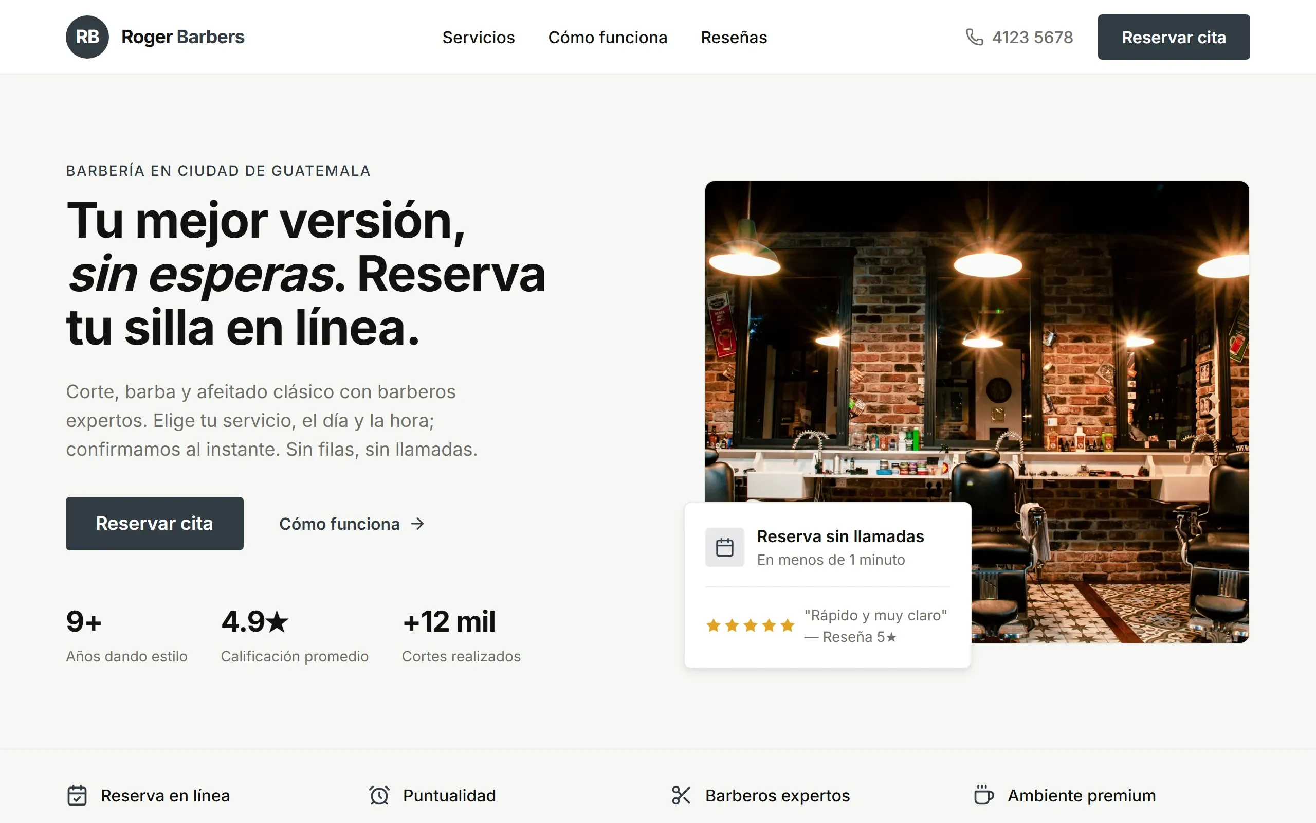 Sitio de servicios con diseño Clásico hecho con Disecko — paleta Hueso
