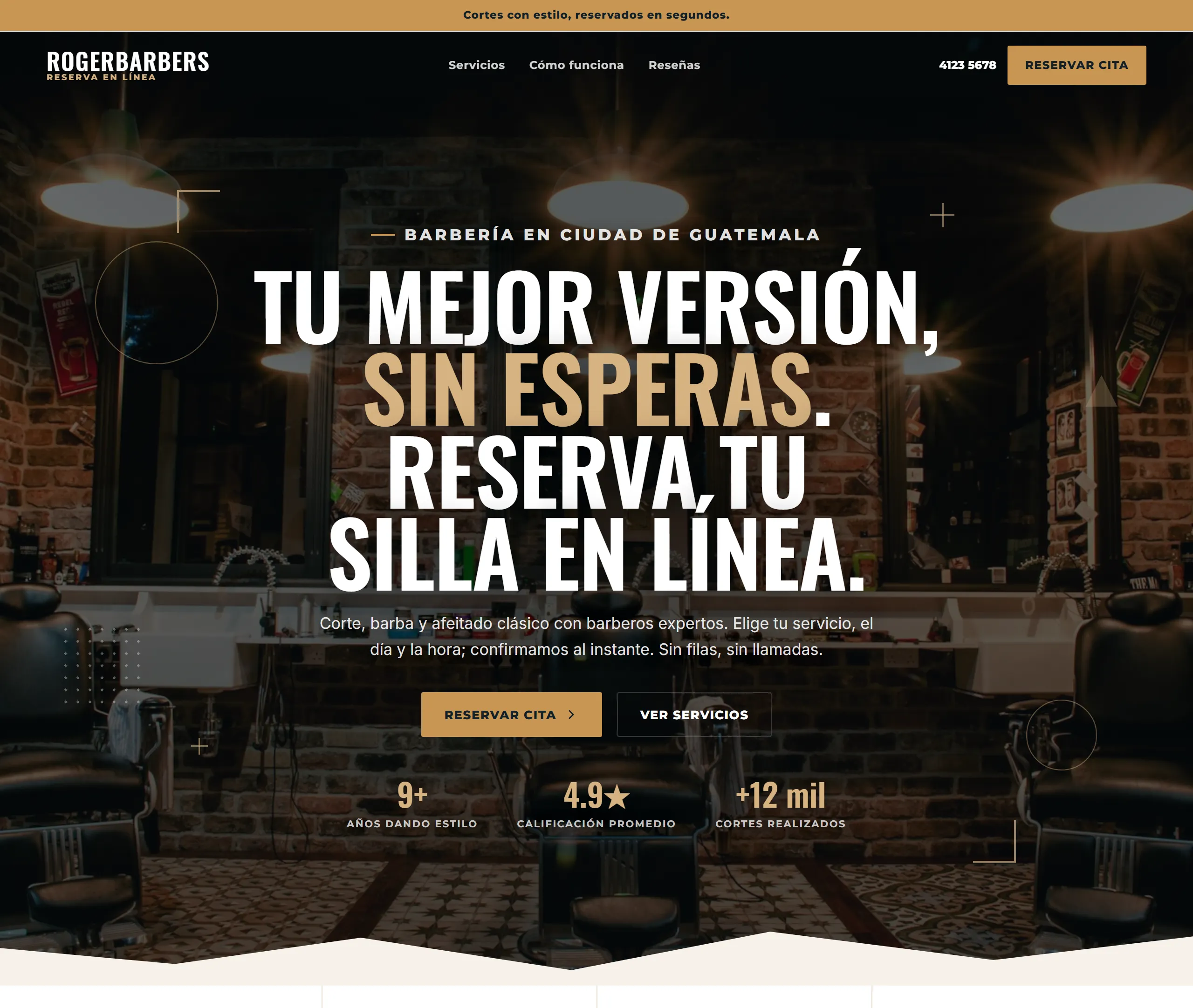 Sitio de servicios con agenda, diseño Creativa, paleta Cedro, hecho con Disecko