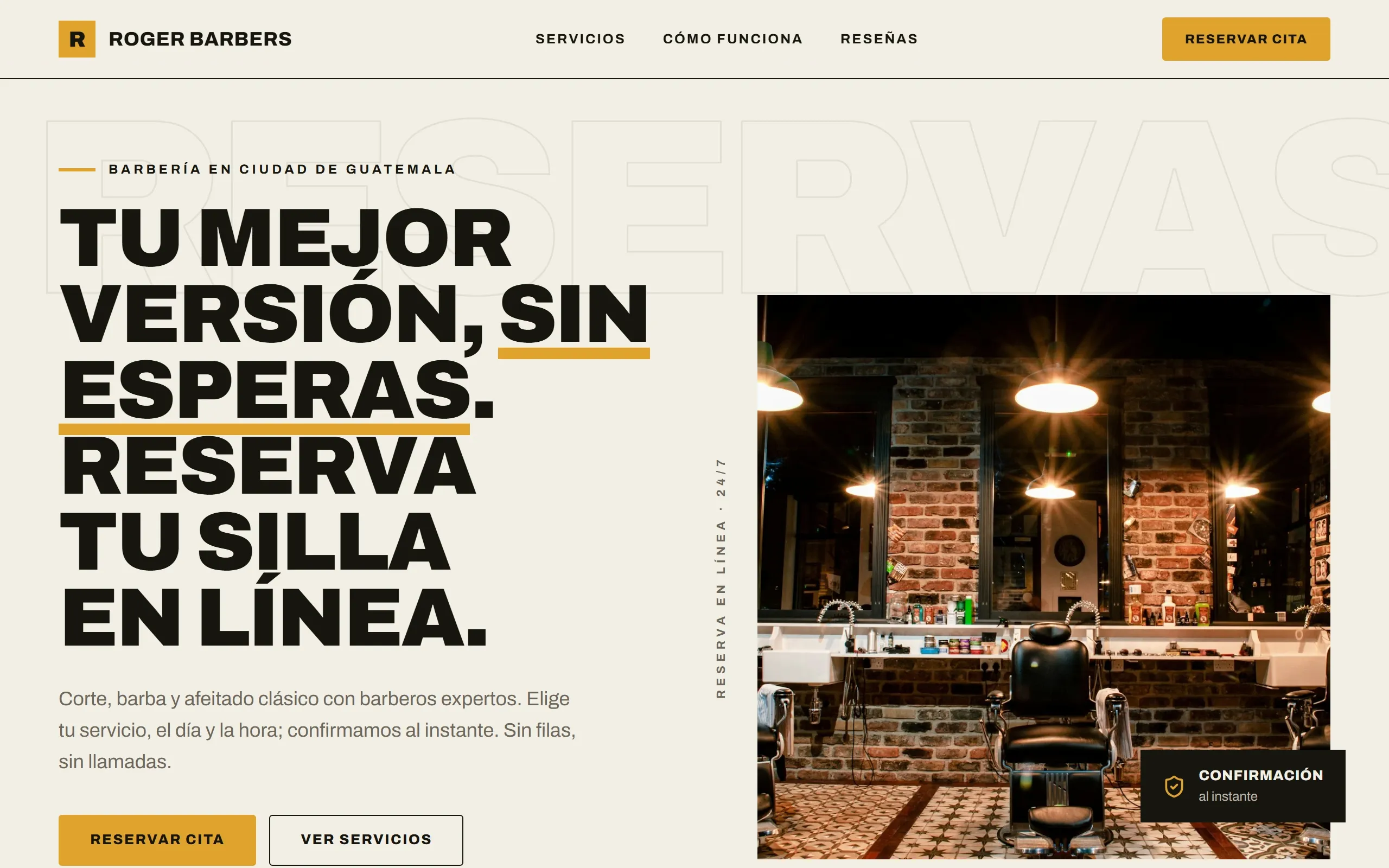 Sitio de servicios con agenda con diseño Moderna, paleta Roble, hecho con Disecko