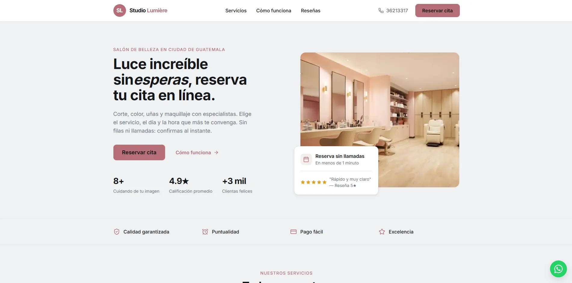 Sitio de servicios con diseño Clásico hecho con Disecko